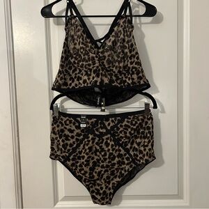 Torrid Cacique Leopard Lace Bralette Set